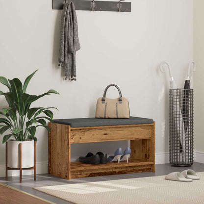 Gangbenk med pute med hylle Gammelt tre 83 x 38 x 45 cm
