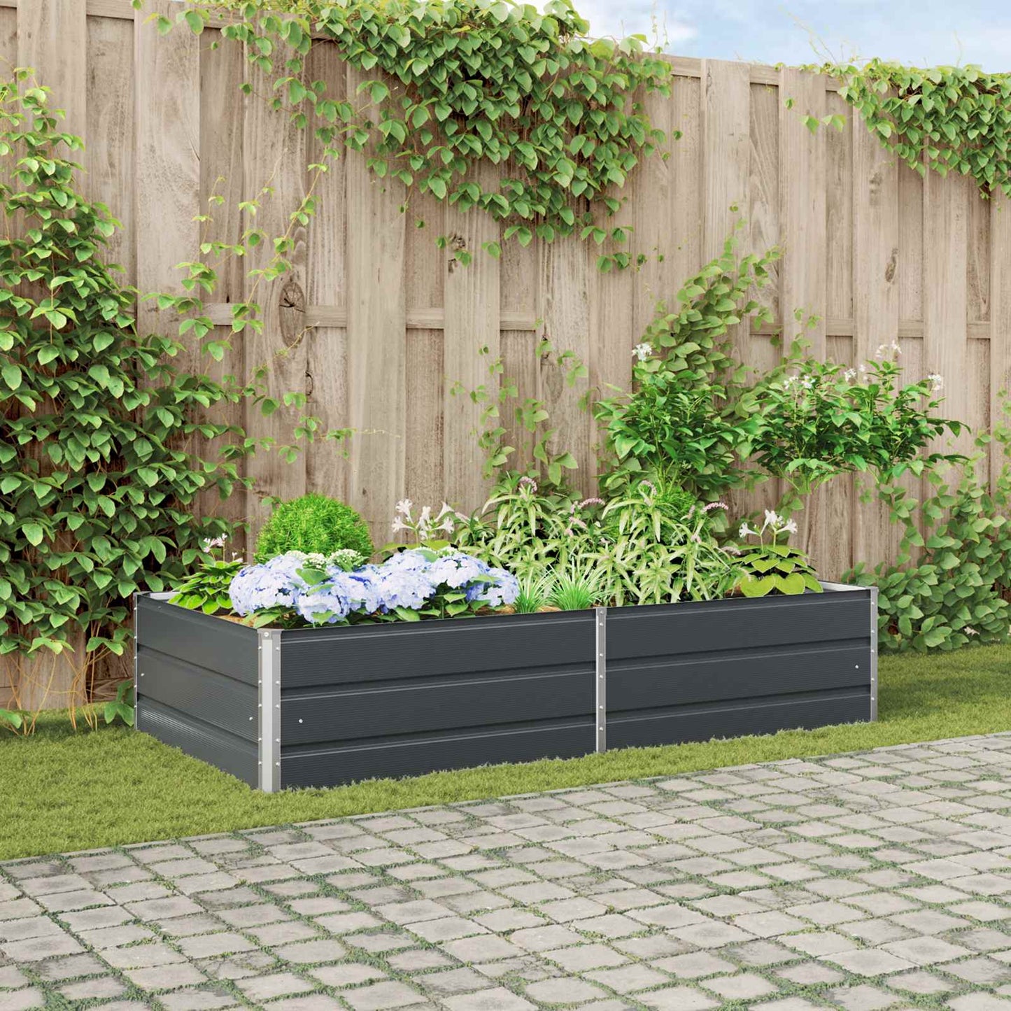 Plantekassed Antrasitt 195 x 100 x 45 cm Galvanisert Stål