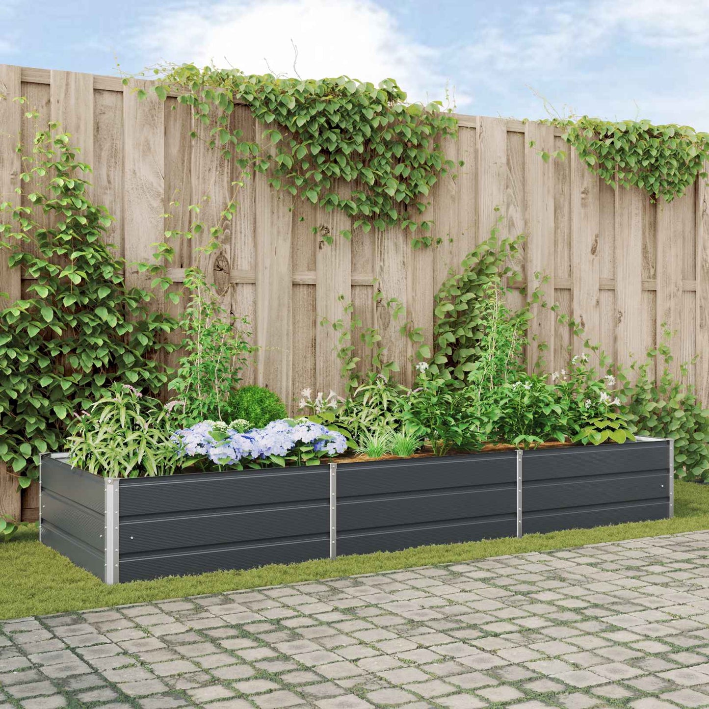 Plantekassed Antrasitt 290 x 100 x 45 cm Galvanisert Stål
