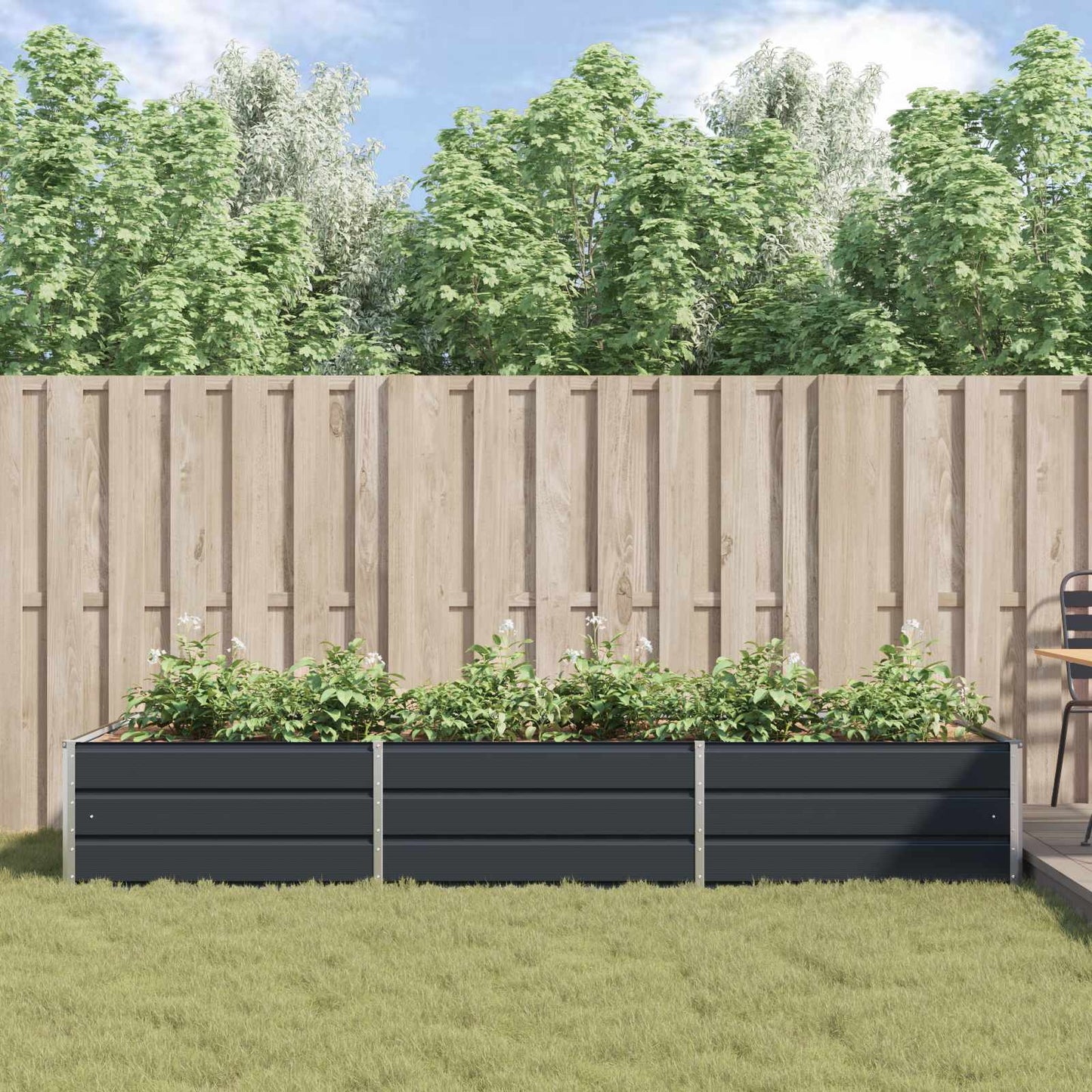 Plantekassed Antrasitt 290 x 100 x 45 cm Galvanisert Stål