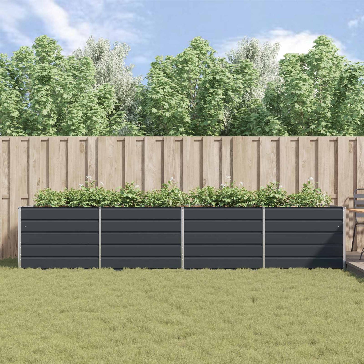 Plantekassed Antrasitt 385 x 100 x 75 cm Galvanisert Stål