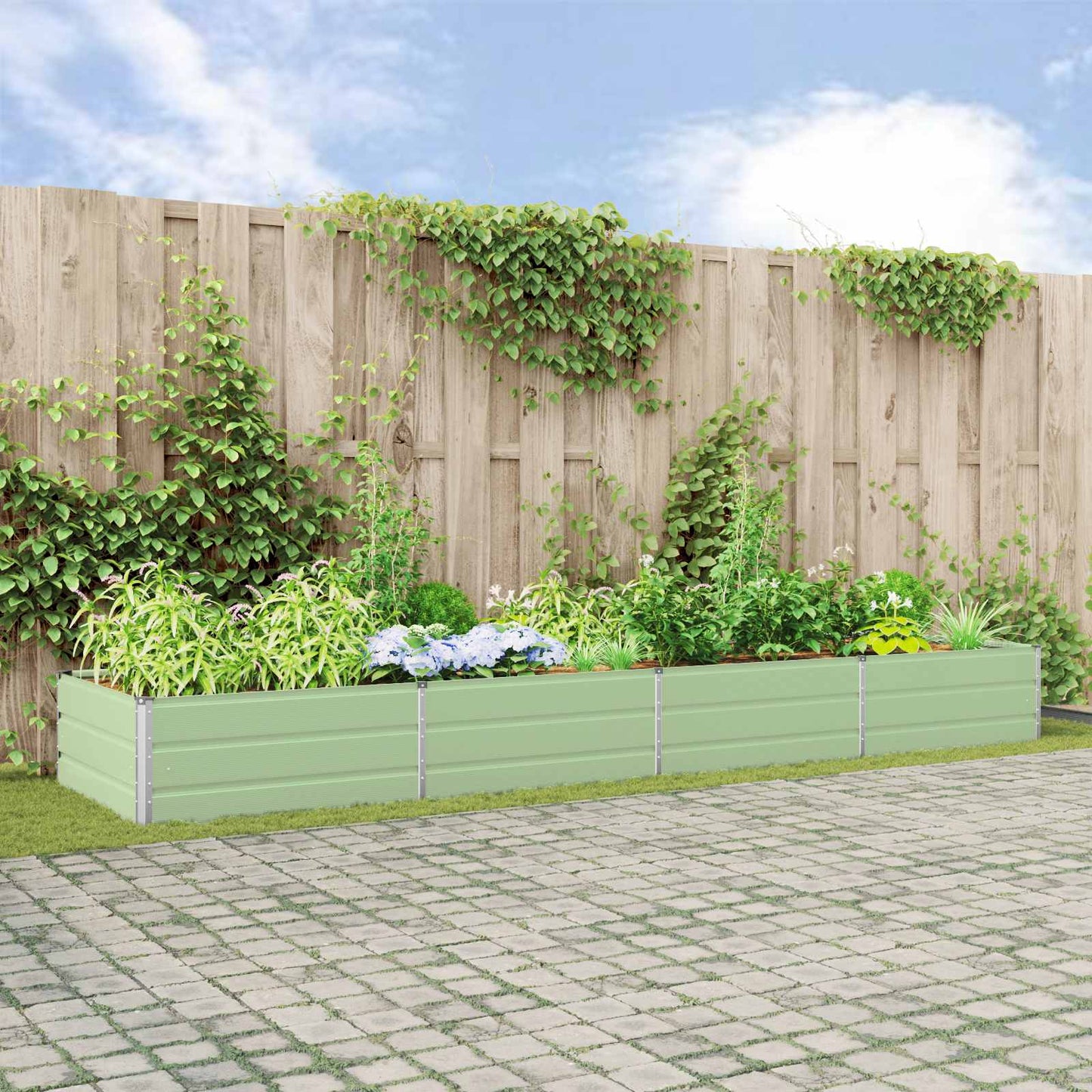 Plantekassed Pastellgrønn 385 x 100 x 45 cm Galvanisert Stål