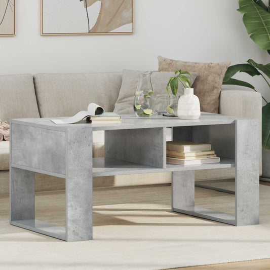 Salongbord Sofabord Betonggrå med lagring 92 x 53 x 45 cm