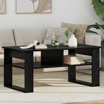 Kaffebord med lagring Svart Eik 96 x 54 x 44 cm Konstruert tre