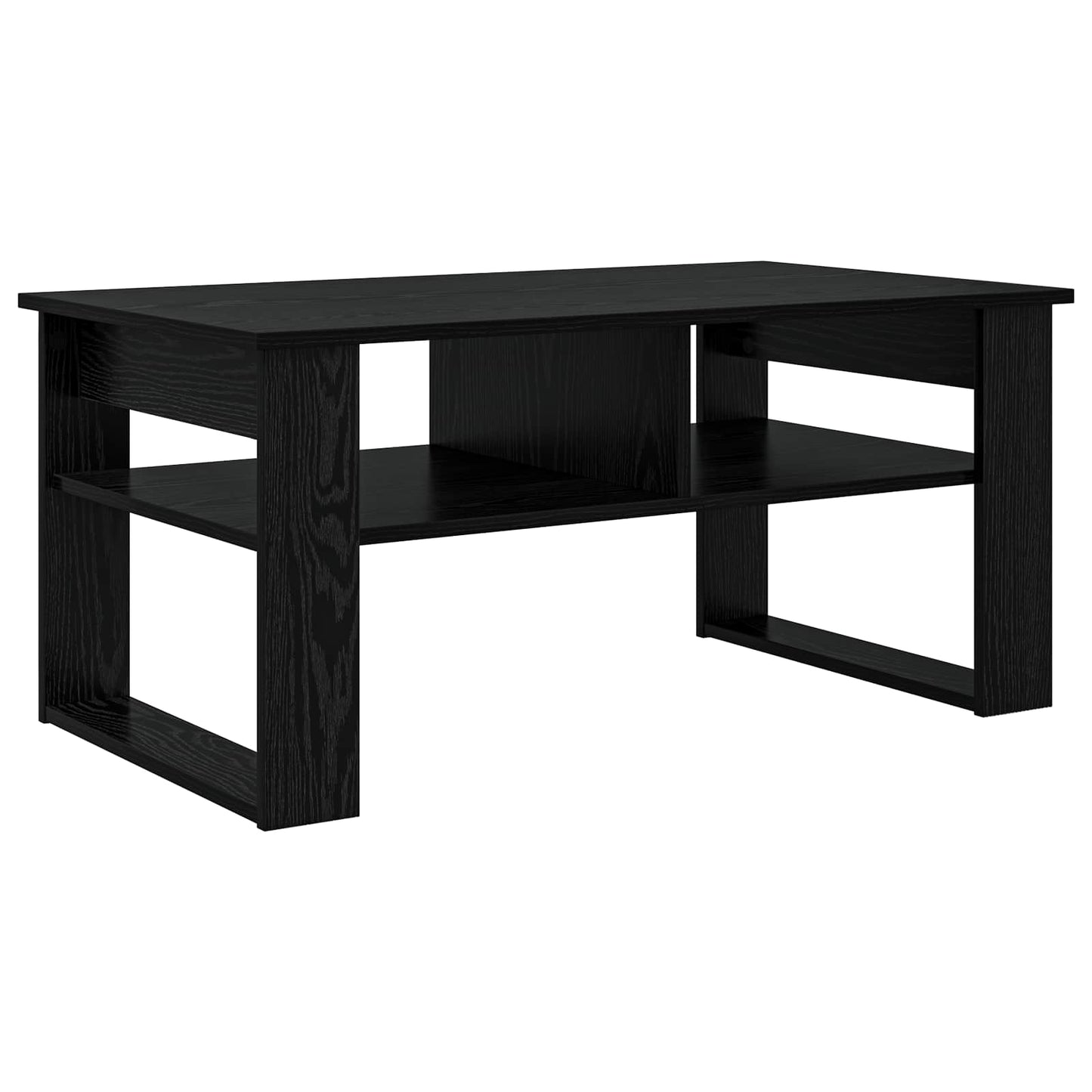 Kaffebord med lagring Svart Eik 96 x 54 x 44 cm Konstruert tre