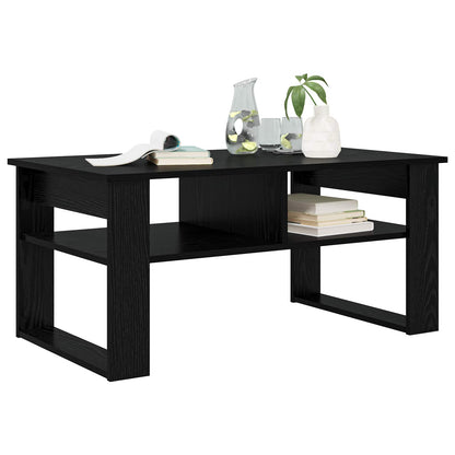 Kaffebord med lagring Svart Eik 96 x 54 x 44 cm Konstruert tre