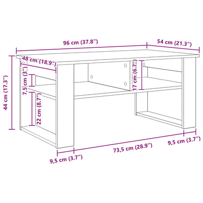 Kaffebord med lagring Svart Eik 96 x 54 x 44 cm Konstruert tre