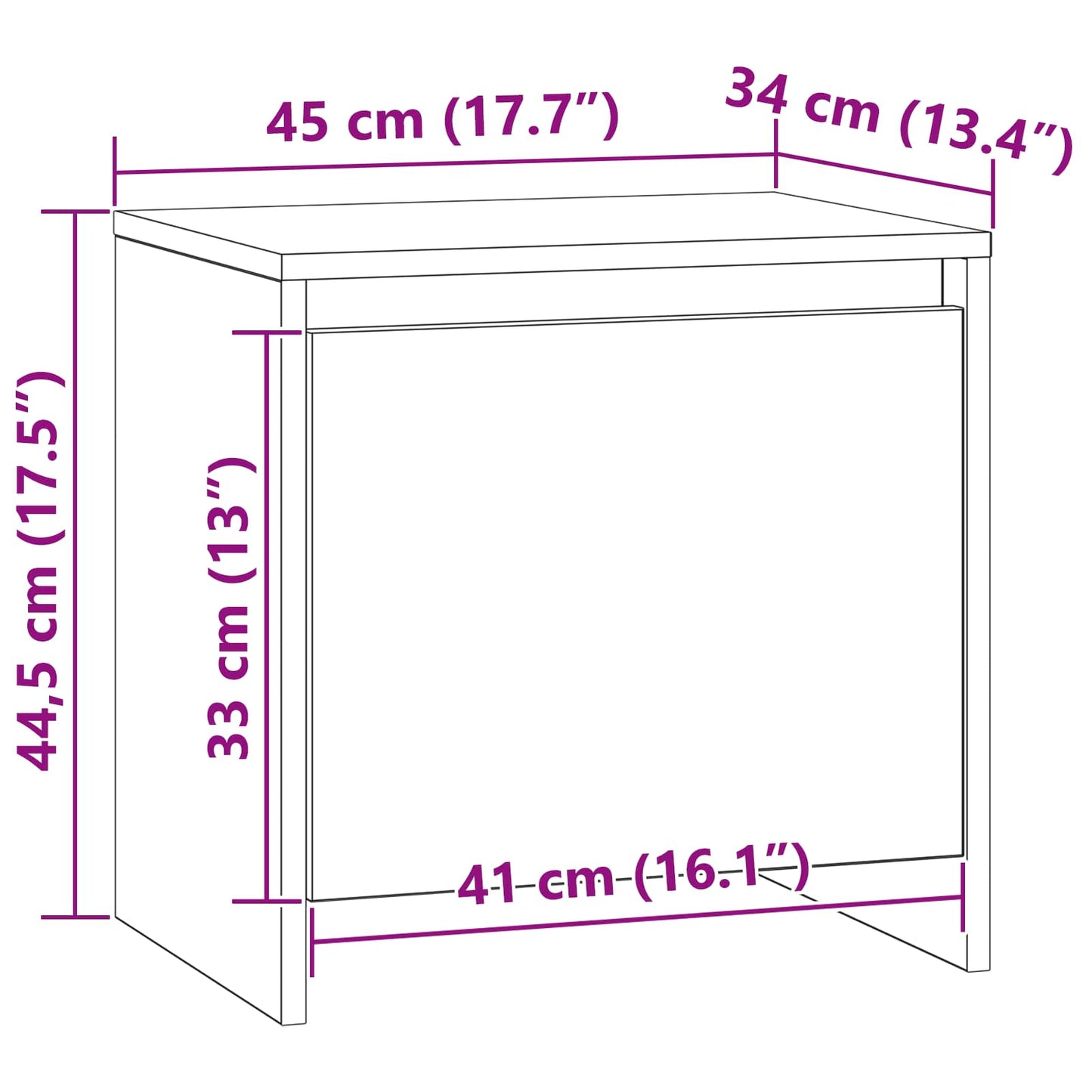 Nattbord Sengbord Svart Eik Nattbordskap 45 x 34 x 44,5 cm