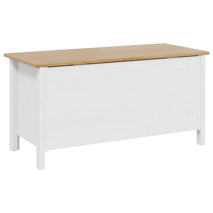 Oppbevaringskiste Hvit og honningbrun 90 x 40 x 45 cm Massiv furu