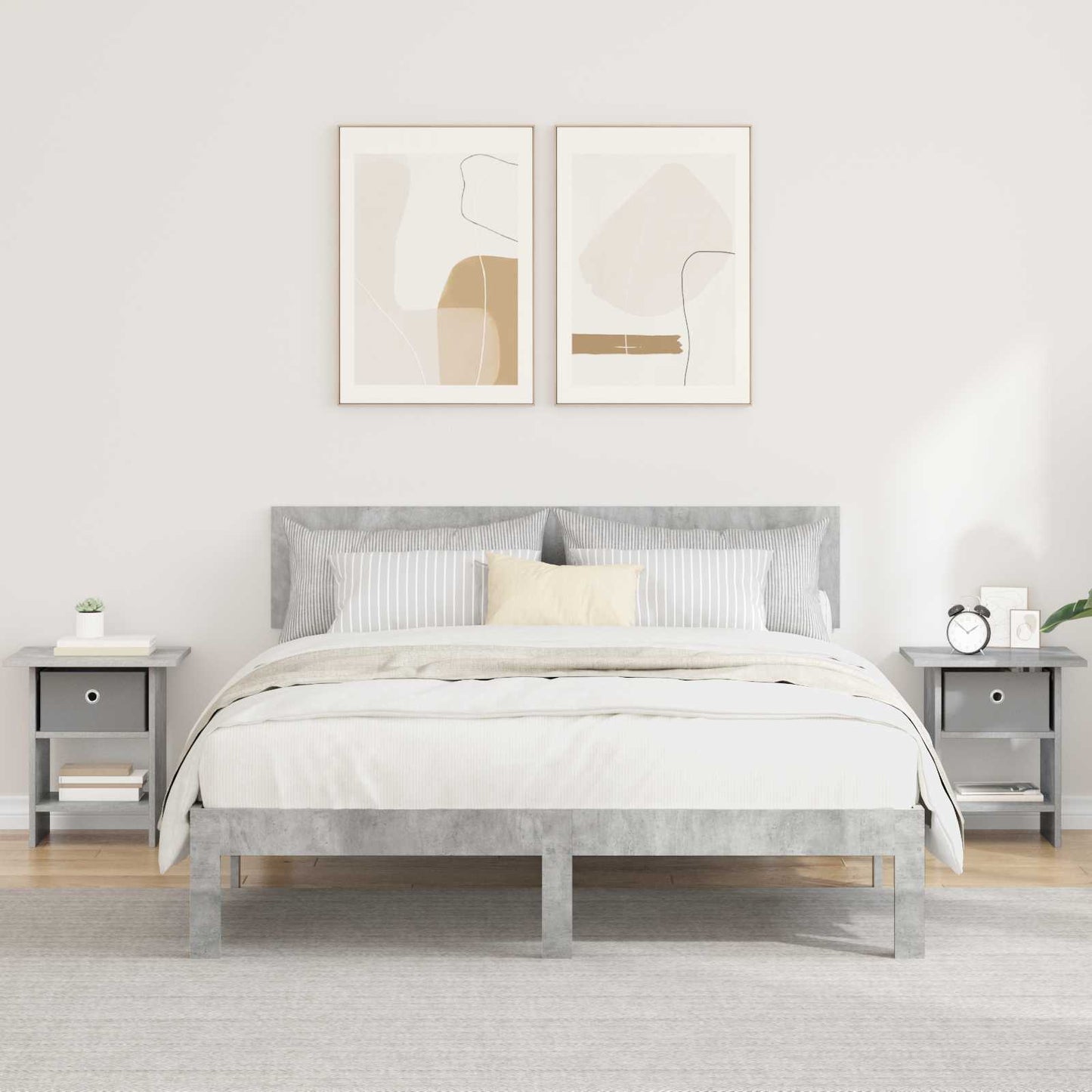 Nattbord 2 pcs Betonggrå 41 x 40 x 45 cm Konstruert tre