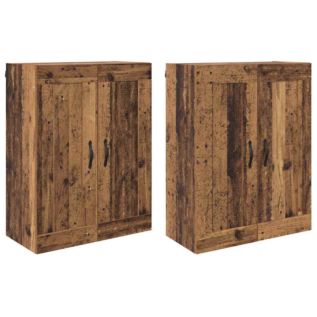 Vegghengt skap Veggmontert 2 pcs Gammelt tre 69,5 x 34 x 90 cm
