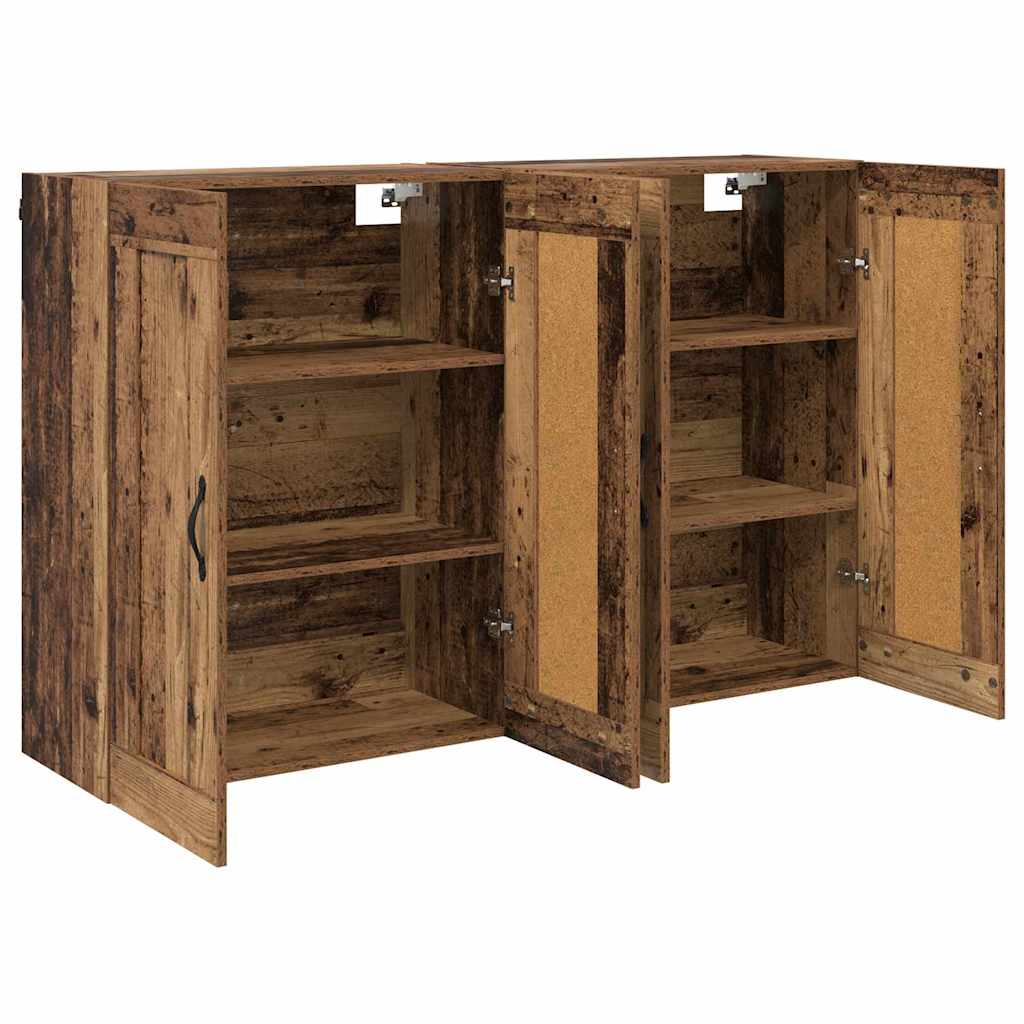 Vegghengt skap Veggmontert 2 pcs Gammelt tre 69,5 x 34 x 90 cm