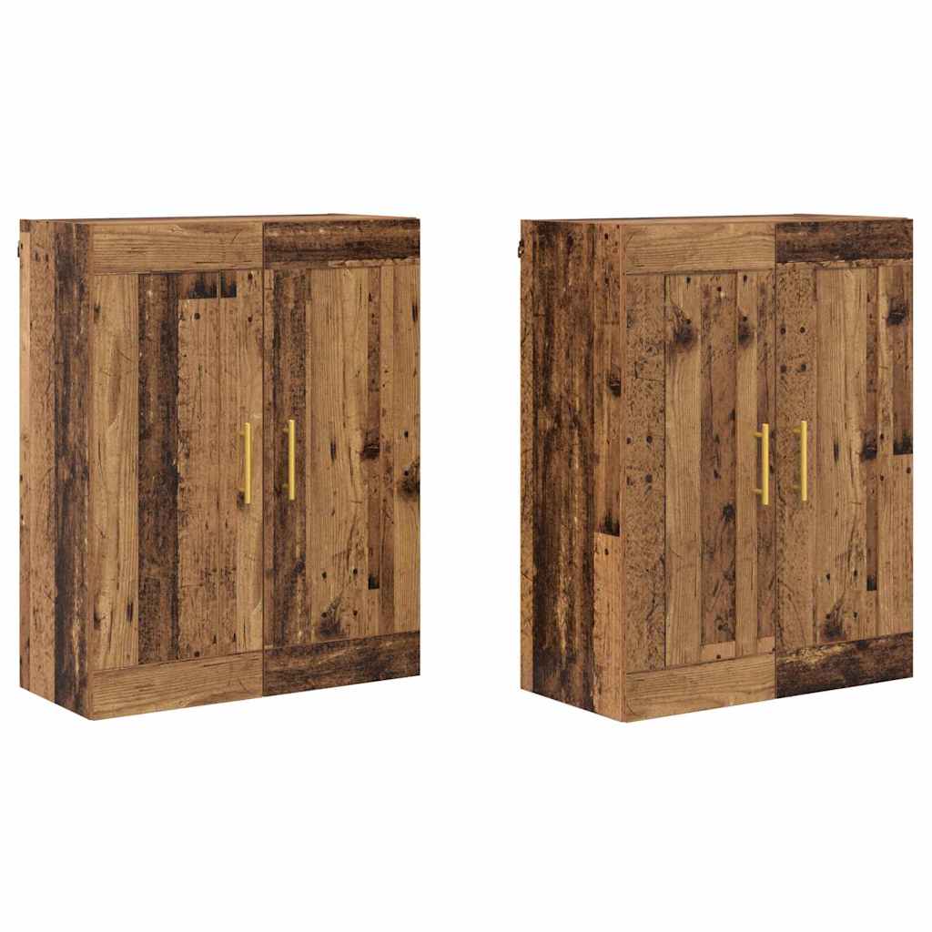 Vegghengt skap Veggmontert 2 pcs Gammelt tre 69,5 x 34 x 90 cm