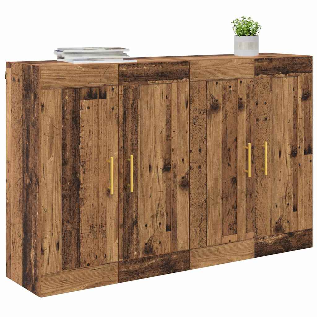 Vegghengt skap Veggmontert 2 pcs Gammelt tre 69,5 x 34 x 90 cm