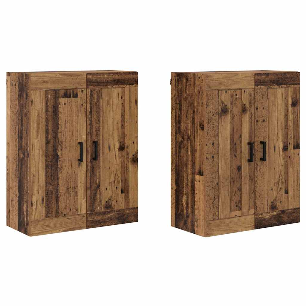 Vegghengt skap Veggmontert 2 pcs Gammelt tre 69,5 x 34 x 90 cm