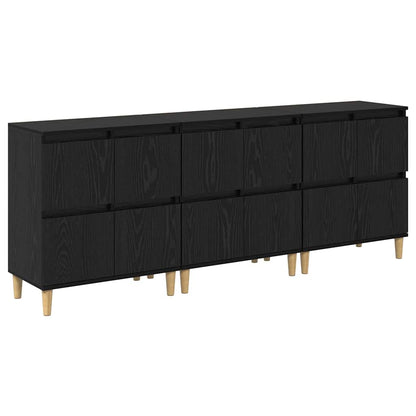 Skap 3 pcs Svart Eik 60 x 35 x 70 cm Konstruert tre