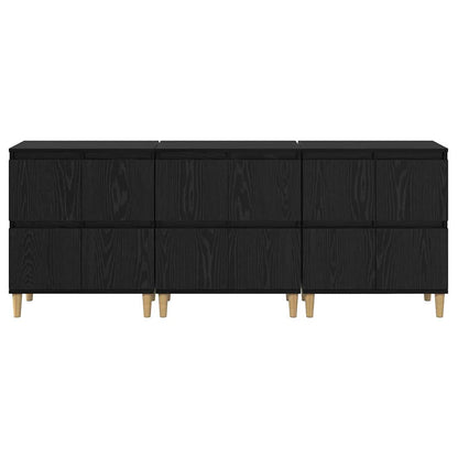 Skap 3 pcs Svart Eik 60 x 35 x 70 cm Konstruert tre
