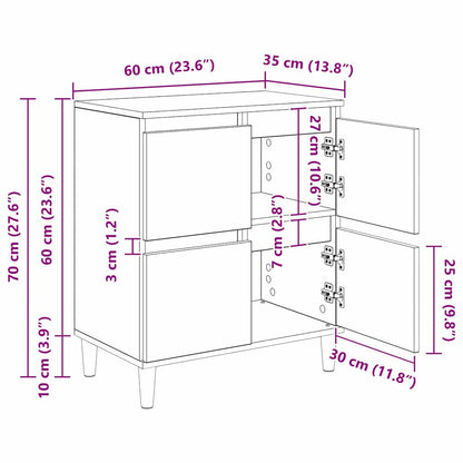 Skap 3 pcs Svart Eik 60 x 35 x 70 cm Konstruert tre