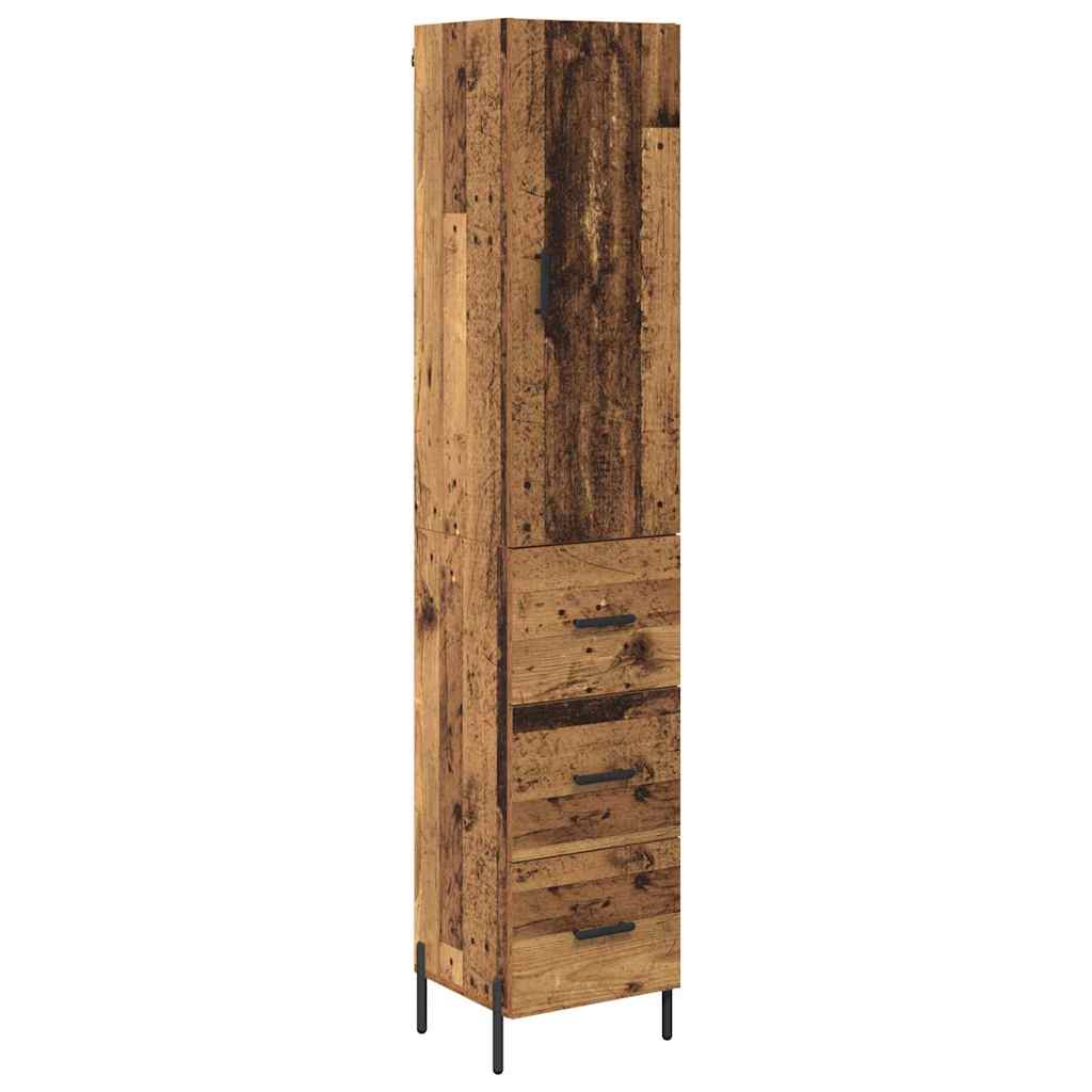 Høyskap med skuff Gamle tre 34,5 x 34 x 180 cm Konstruert tre
