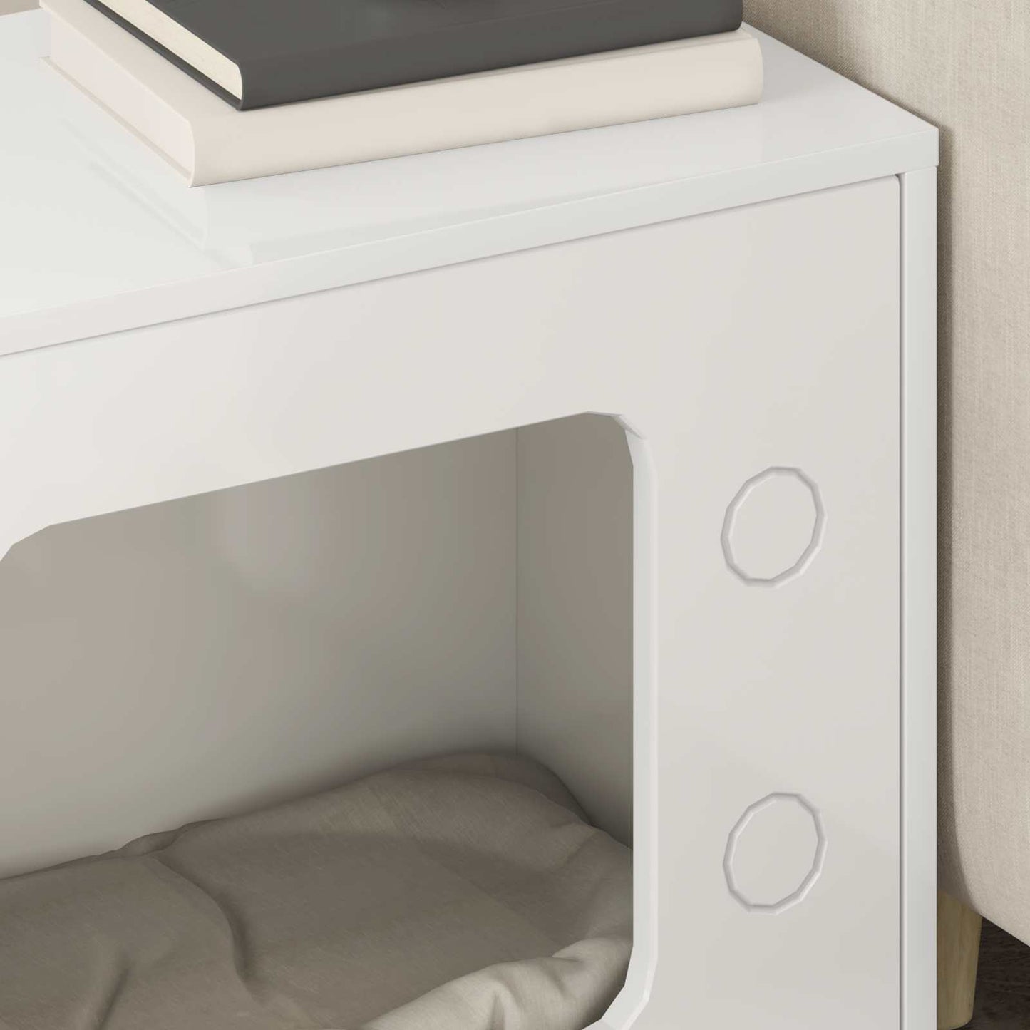 Katt Hus Glanset Hvit 51 x 30 x 52 cm Konstruert tre