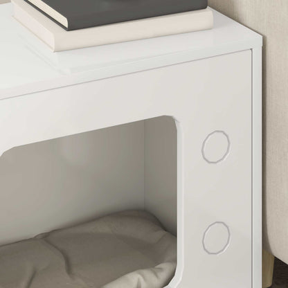 Katt Hus Glanset Hvit 51 x 30 x 52 cm Konstruert tre