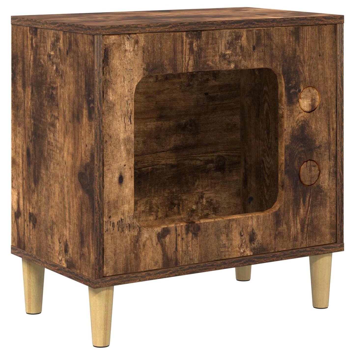 Katt Hus Røkt eik 51 x 30 x 52 cm Konstruert tre