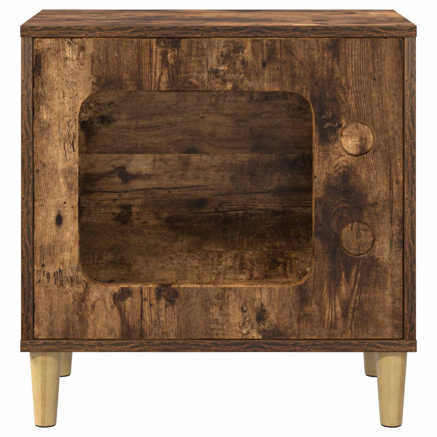 Katt Hus Røkt eik 51 x 30 x 52 cm Konstruert tre