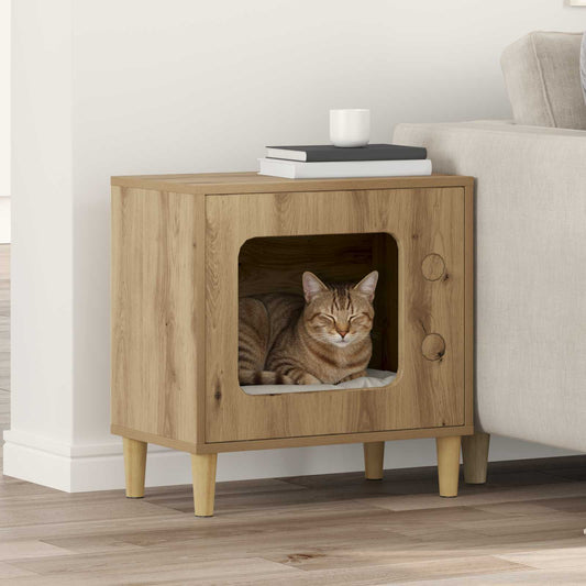 Katt Hus Kunstnerisk Eik 51 x 30 x 52 cm Konstruert tre