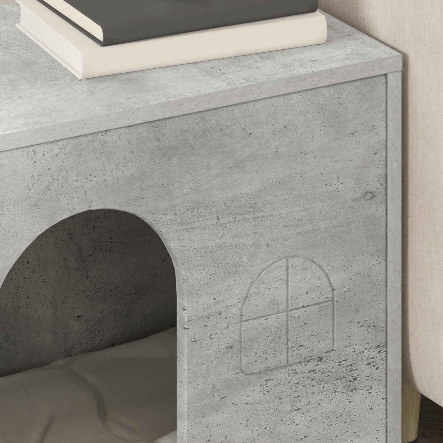 Katt Hus Betong 51 x 30 x 52 cm Konstruert tre