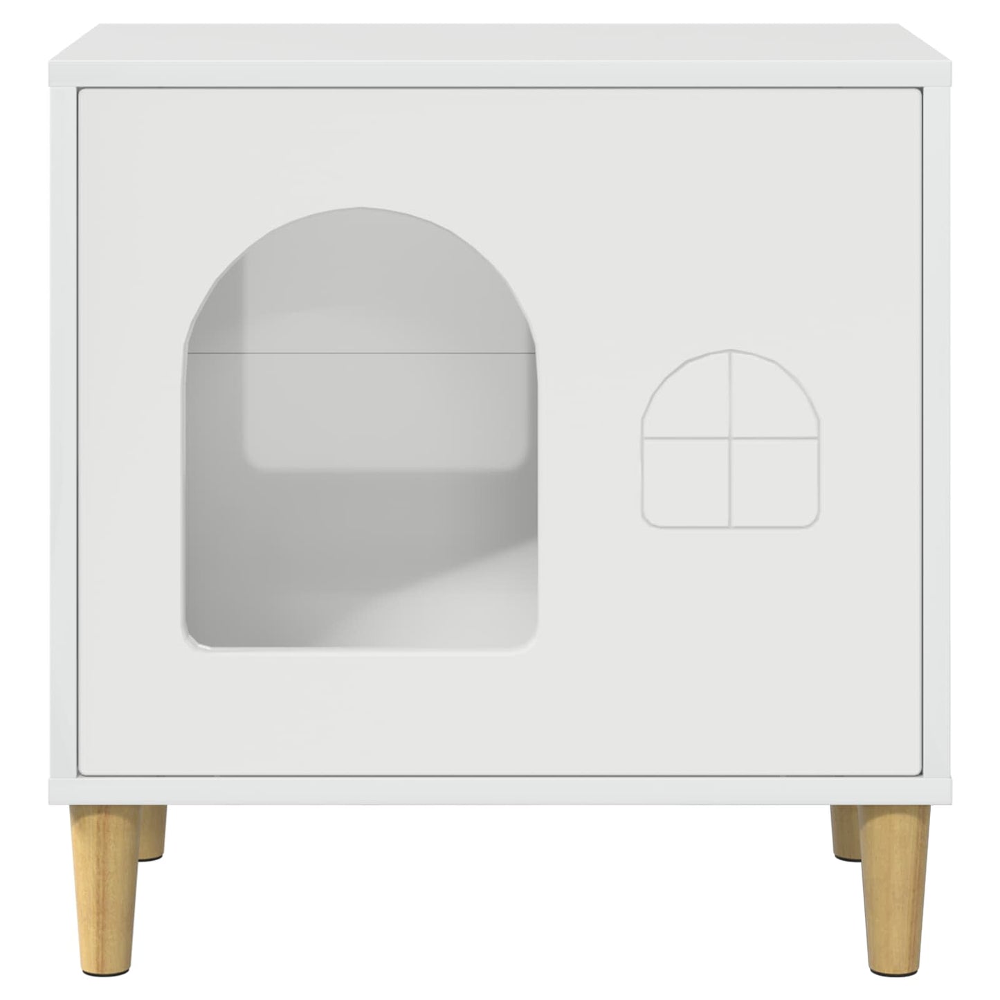 Katt Hus Glanset Hvit 51 x 30 x 52 cm Konstruert tre