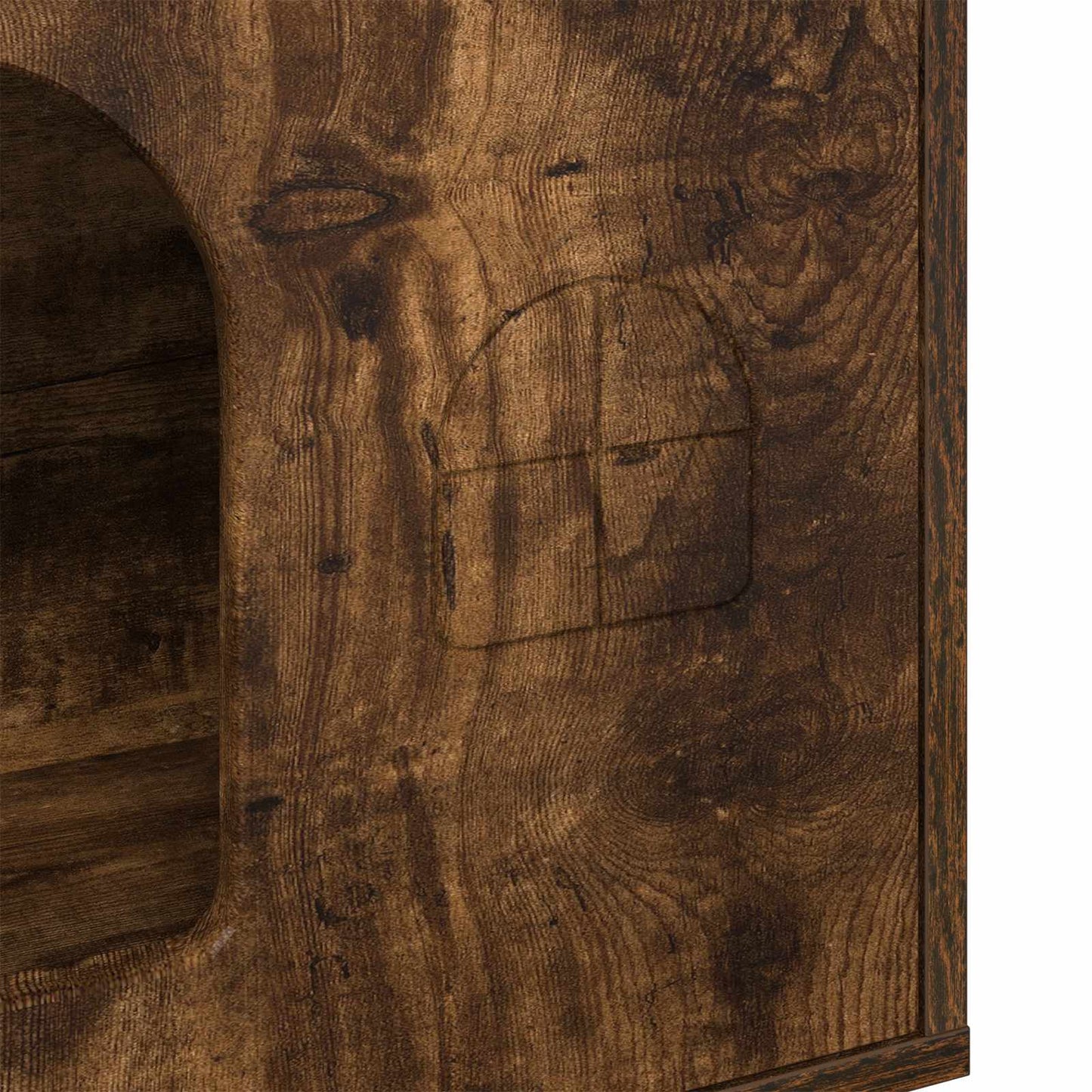 Katt Hus Røkt eik 51 x 30 x 52 cm Konstruert tre