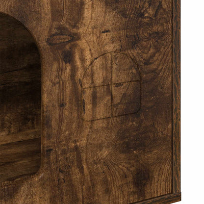 Katt Hus Røkt eik 51 x 30 x 52 cm Konstruert tre