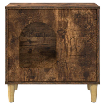 Katt Hus Røkt eik 51 x 30 x 52 cm Konstruert tre