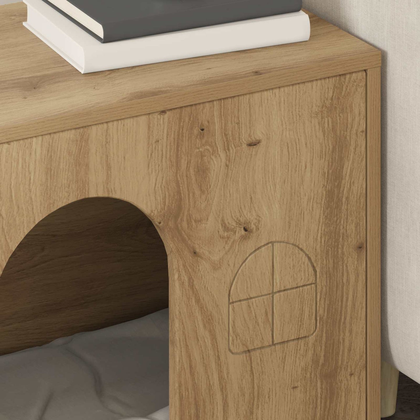 Katt Hus Kunstnerisk Eik 51 x 30 x 52 cm Konstruert tre