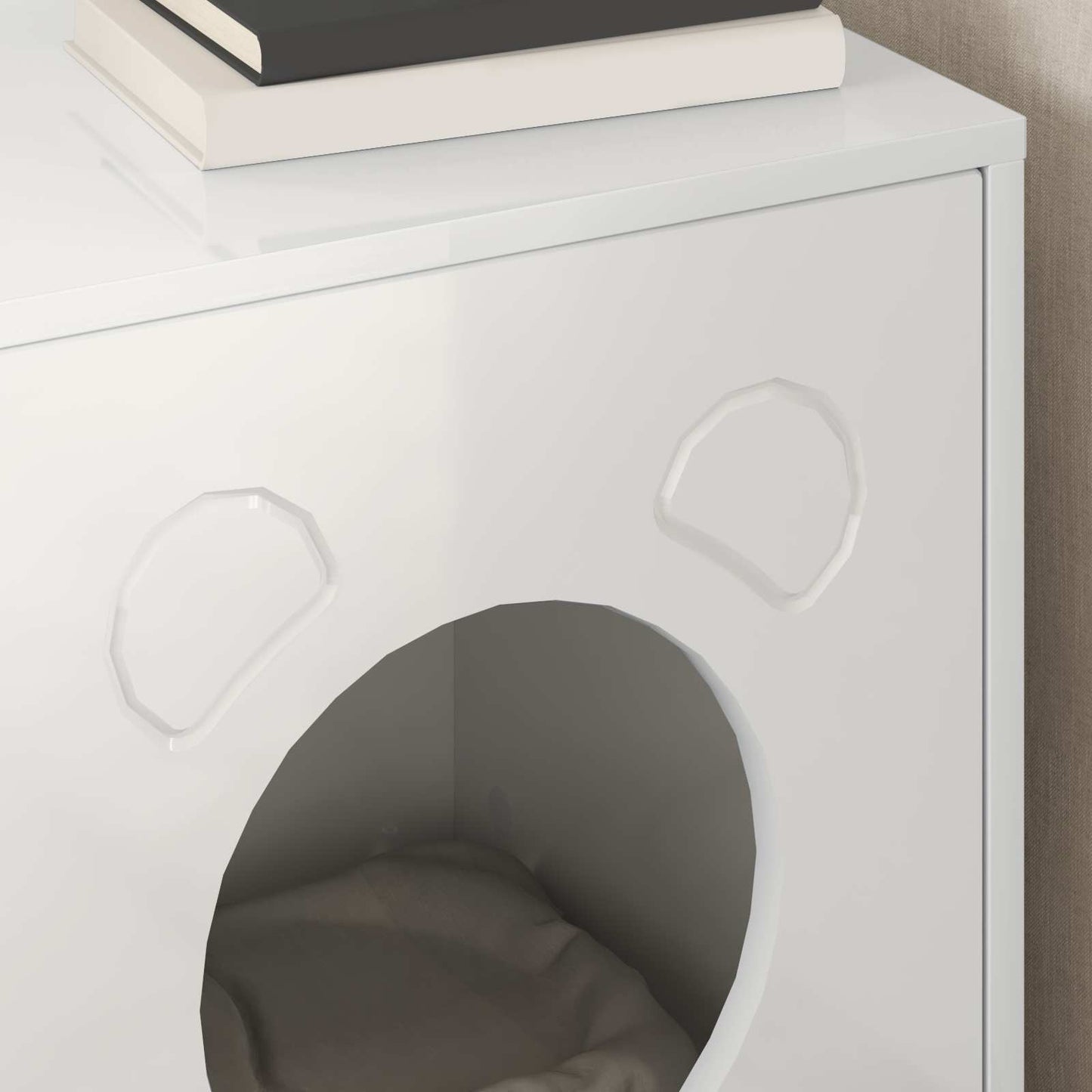 Katt Hus Glanset Hvit 42,5 x 40 x 52,5 cm Konstruert tre