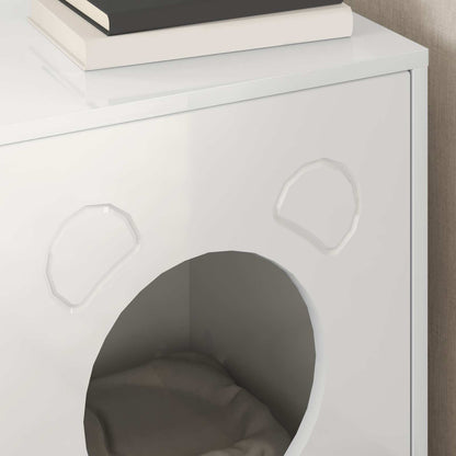 Katt Hus Glanset Hvit 42,5 x 40 x 52,5 cm Konstruert tre