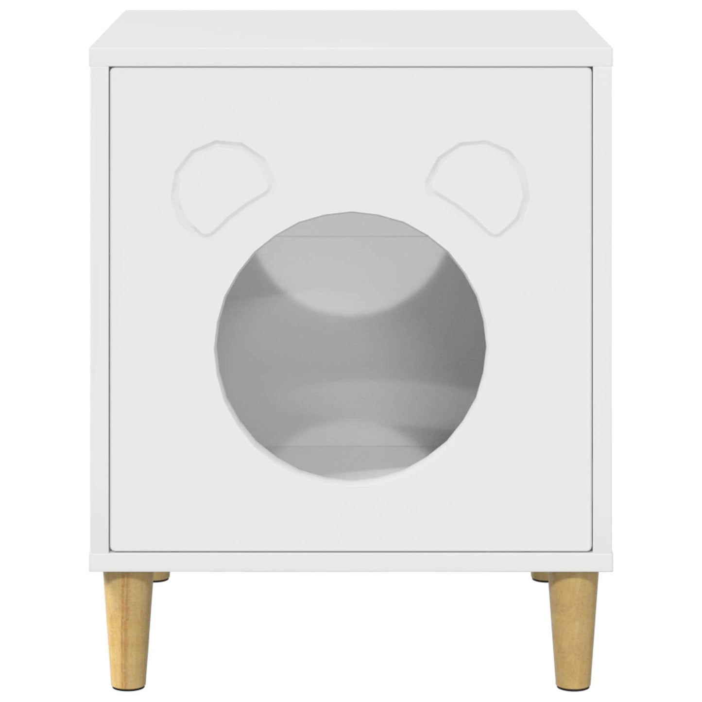 Katt Hus Glanset Hvit 42,5 x 40 x 52,5 cm Konstruert tre