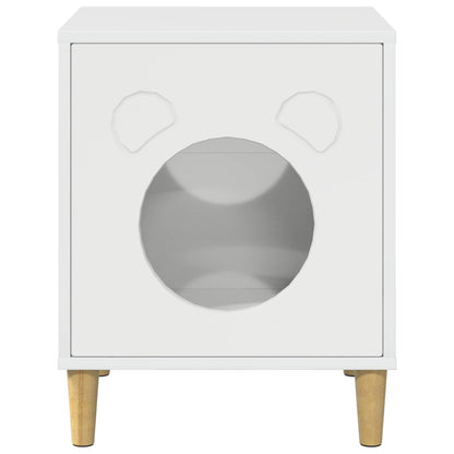 Katt Hus Glanset Hvit 42,5 x 40 x 52,5 cm Konstruert tre
