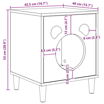 Katt Hus Glanset Hvit 42,5 x 40 x 52,5 cm Konstruert tre