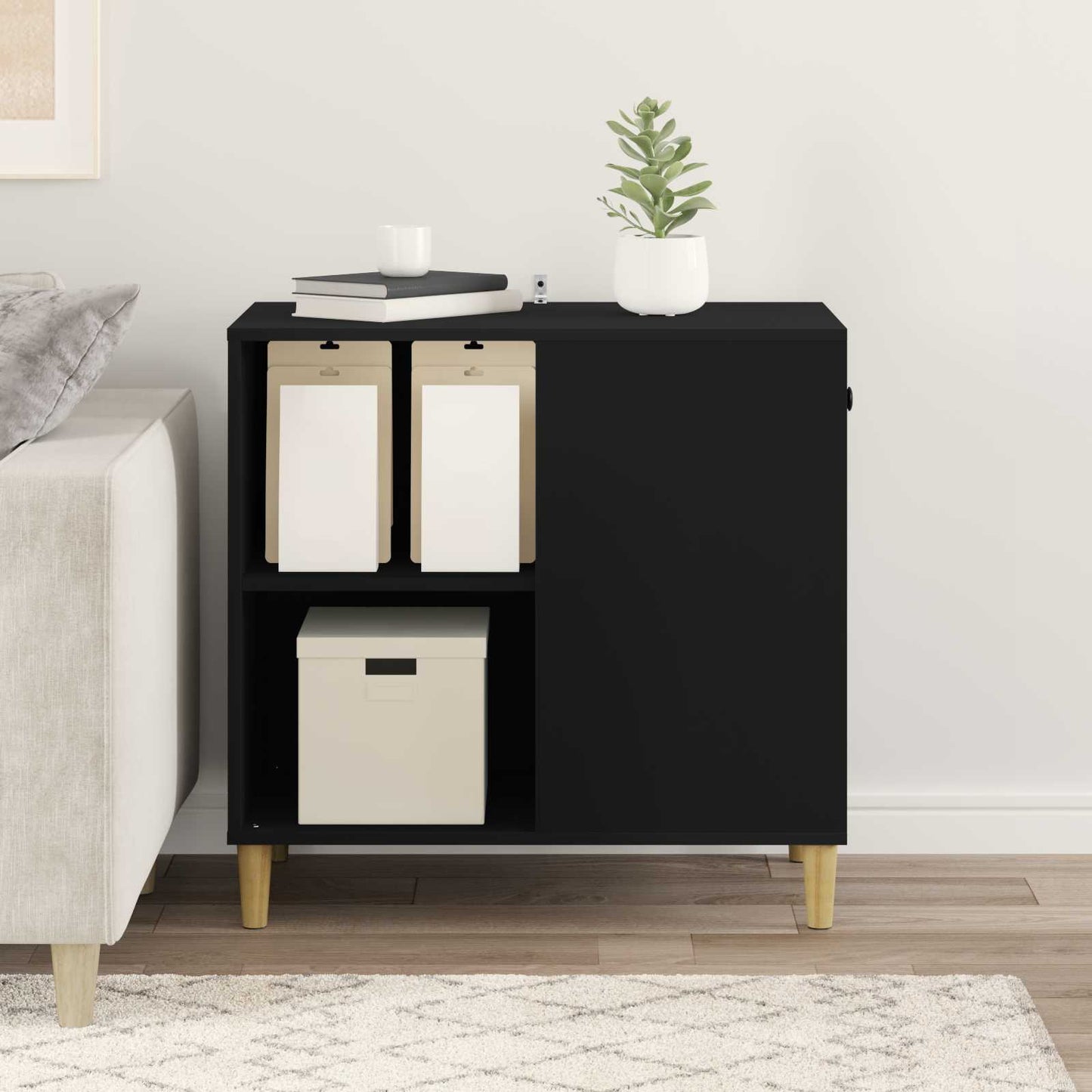 Katt Hus Svart 72 x 42.5 x 70 cm Konstruert tre