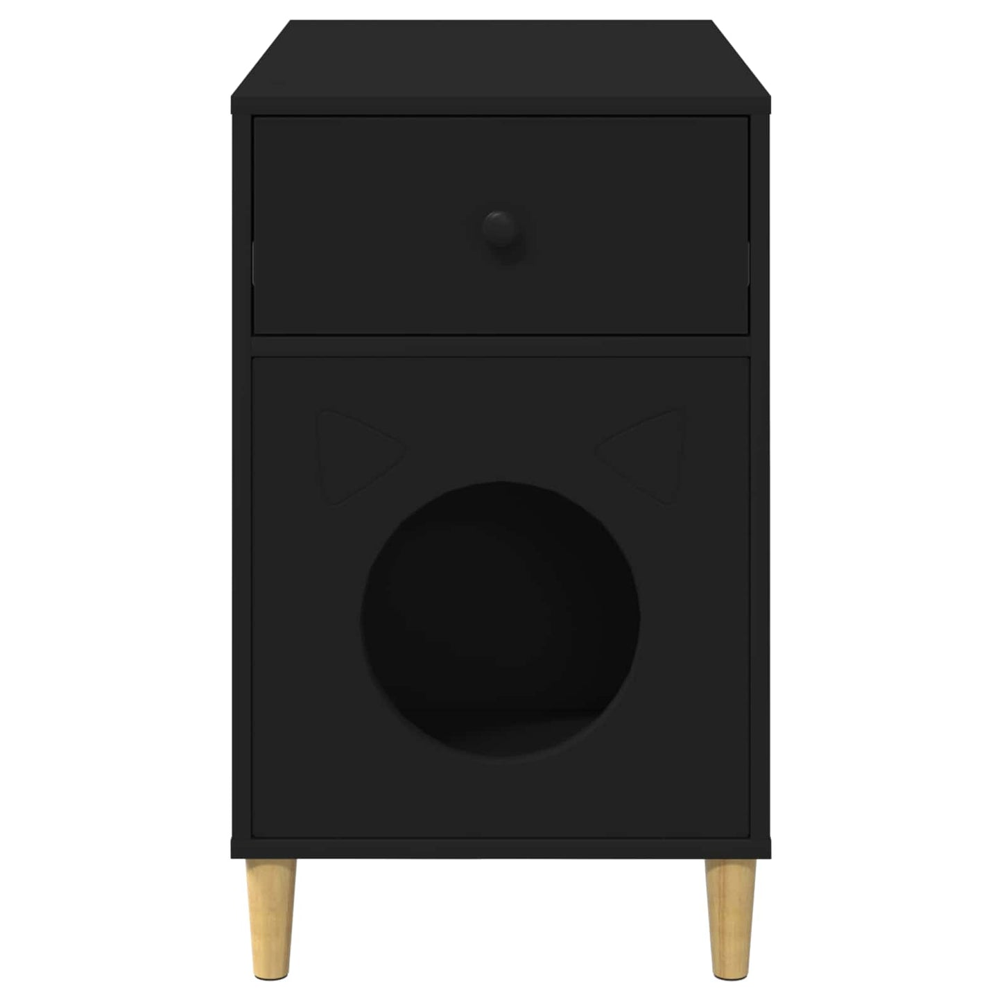 Katt Hus Svart 72 x 42.5 x 70 cm Konstruert tre