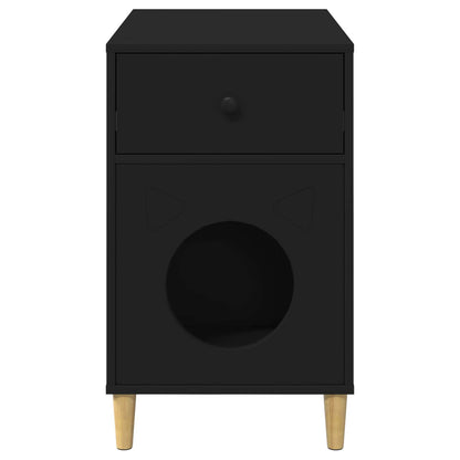 Katt Hus Svart 72 x 42.5 x 70 cm Konstruert tre