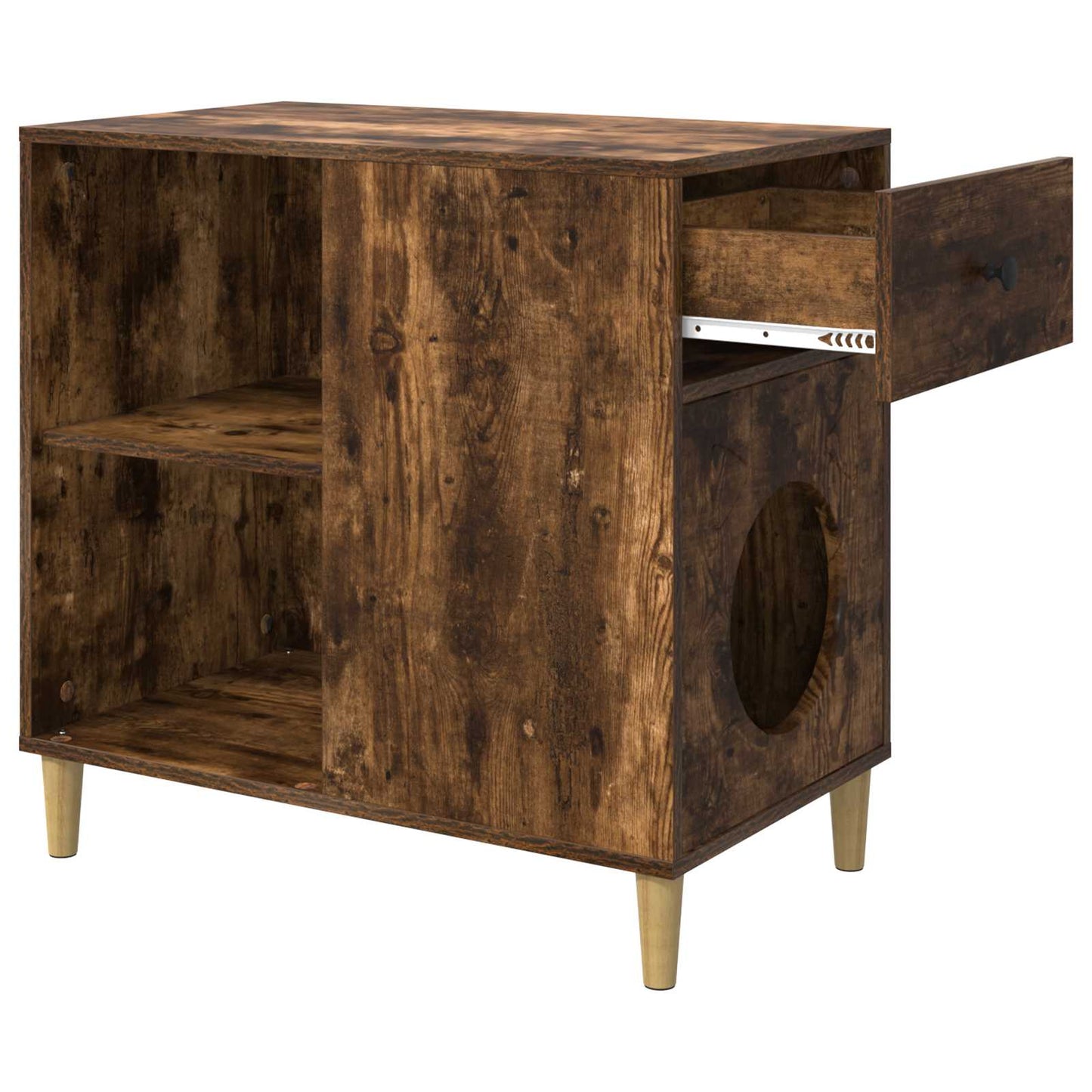 Katt Hus Røkt eik 72 x 42.5 x 70 cm Konstruert tre