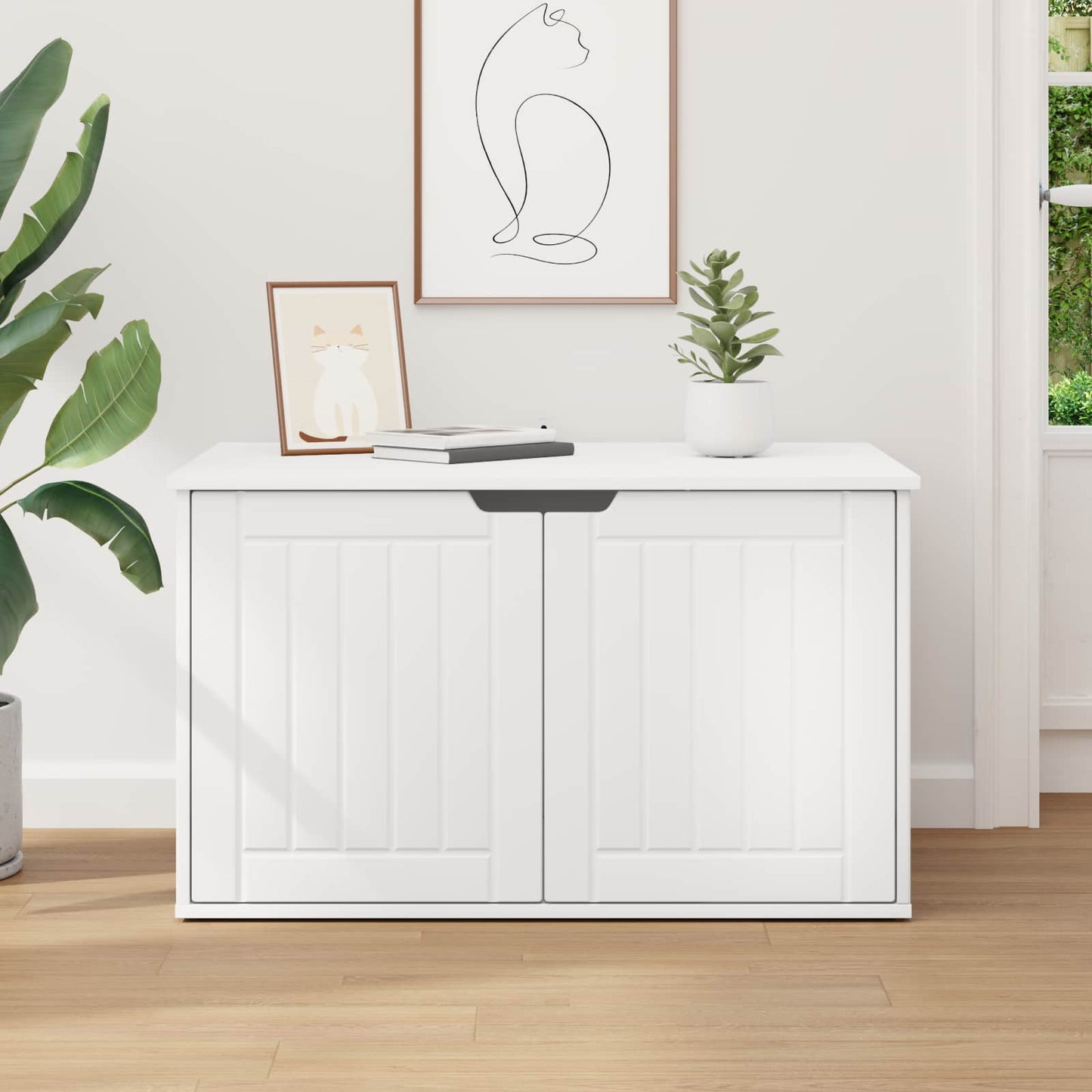 Katt Hus Hvit 85 x 55 x 50 cm Konstruert tre