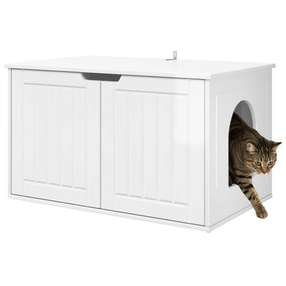 Katt Hus Glanset Hvit 85 x 55 x 50,5 cm Konstruert tre