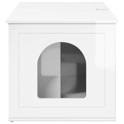 Katt Hus Glanset Hvit 85 x 55 x 50,5 cm Konstruert tre