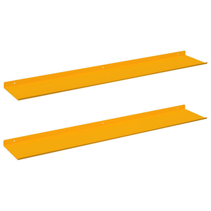 Flytende hylle 2 pcs Sennepsgul 100 x 18 x 2,5 cm Stål