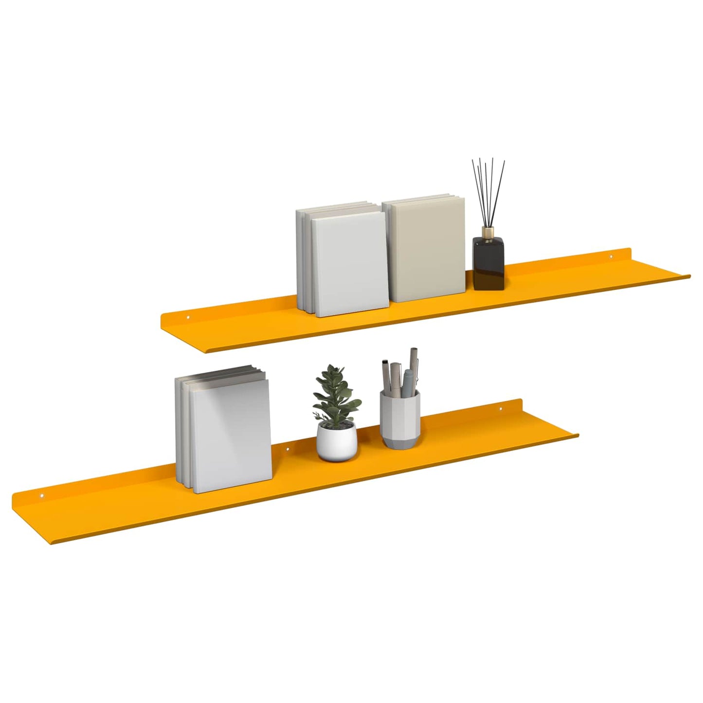 Flytende hylle 2 pcs Sennepsgul 100 x 18 x 2,5 cm Stål