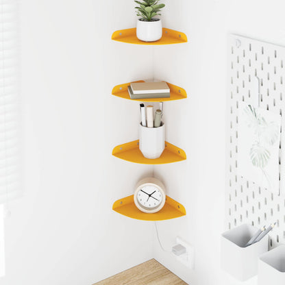 Flytende hylle med hylle 4 pcs Sennepsgul 15 x 15 x 2 cm