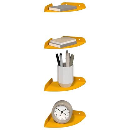 Flytende hylle med hylle 4 pcs Sennepsgul 15 x 15 x 2 cm